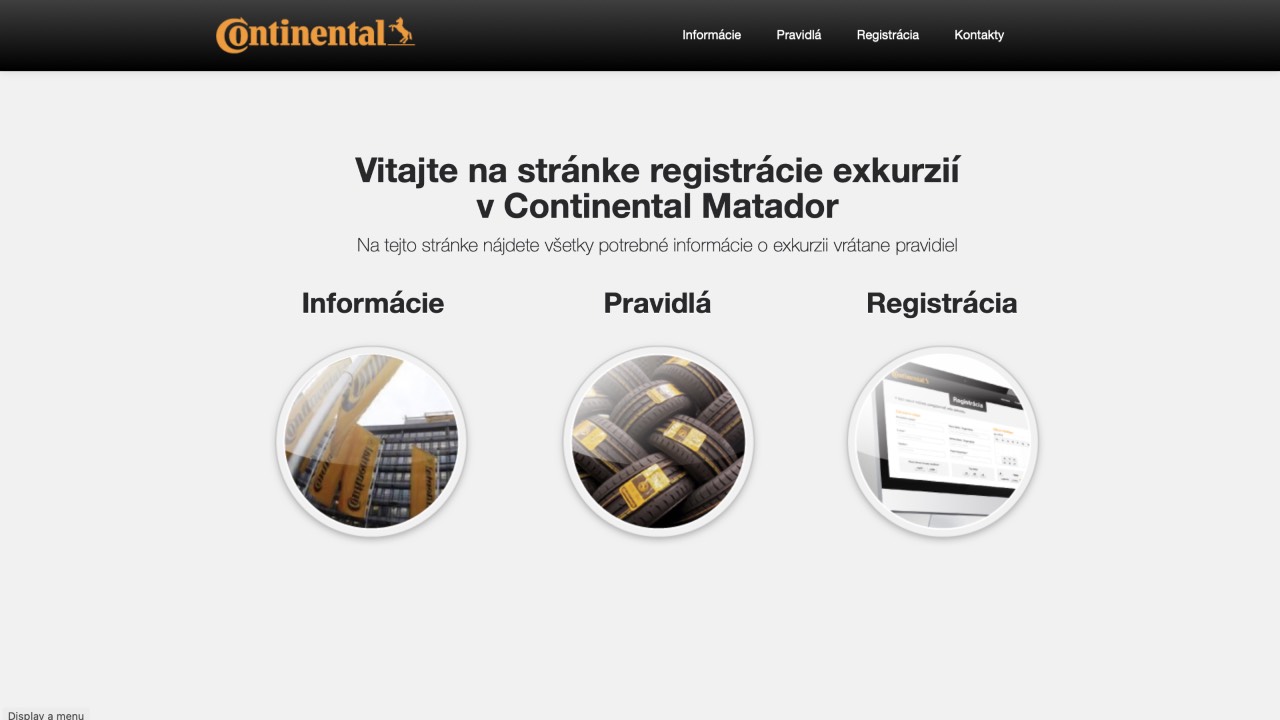 Registrácia exkurzií v Continental Matador